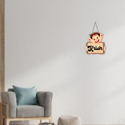 Personalized Monkey Cute Animal Wooden Wall Hanging Customized With Name Kids Room, Living Room, Home Decor Birthday Gift For Kids